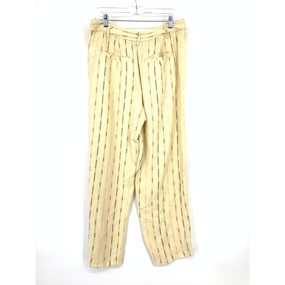 Free People Soft Spirit Trousers Womens Sz 6 Beige Sand Combo Cotton Linen Blend - Picture 2 of 7